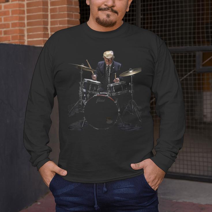 Percussion Player Drumset Retro Drum Kit Percussionist Trump Drummer Drums 2024 -Adults Men's Long Sleeve T-Shirt Percussion Player Drumset Retro Drum Kit Percussionist Trump Drummer Drums 2024 -Adults Men's Long Sleeve T-Shirt
