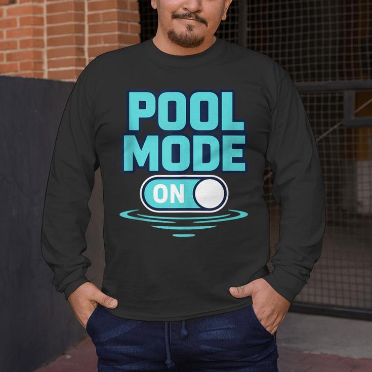 Pool Mode On Summer Swimming Vacation Men's Long Sleeve T-Shirt Pool Mode On Summer Swimming Vacation Men's Long Sleeve T-Shirt