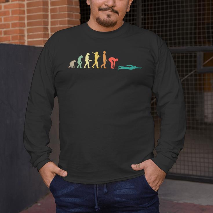 Retro Swimming Evolution For Swimmers Small Men's Long Sleeve T-Shirt