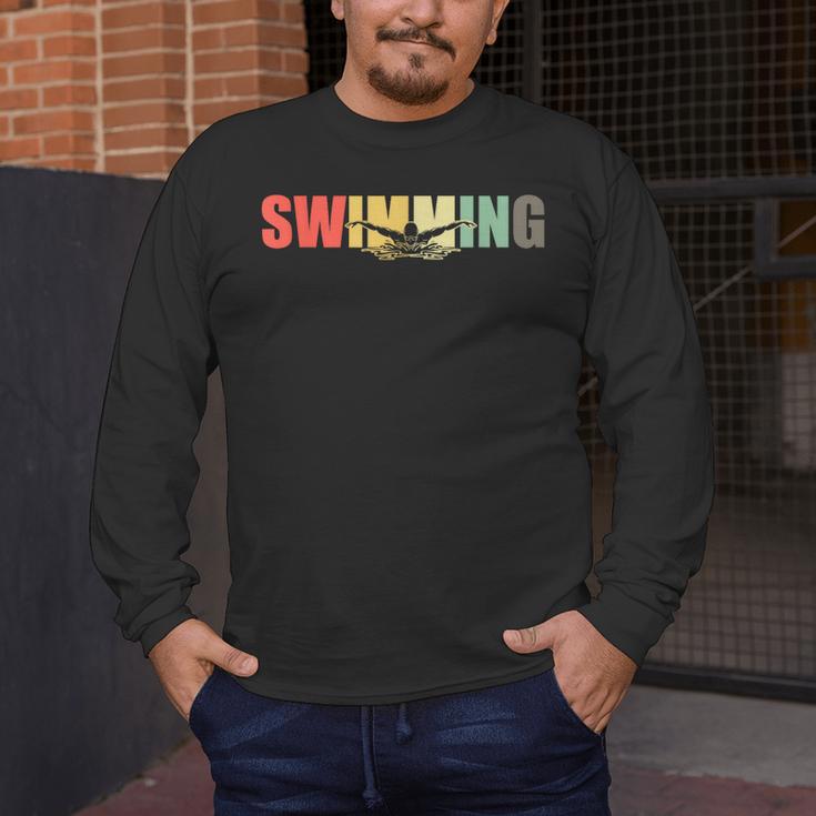 Retro Swimming Vintage Swimming Swimmer Men's Long Sleeve T-Shirt