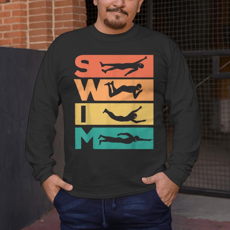 Retro Vintage Swimming For Swimmers Men's Long Sleeve T-Shirt Retro Vintage Swimming For Swimmers Men's Long Sleeve T-Shirt