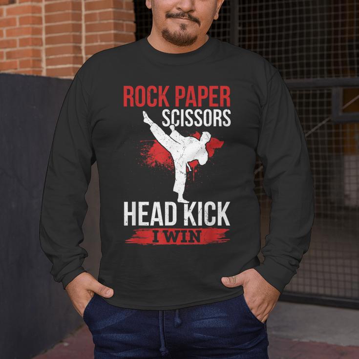 Rock Paper Scissors Head Kick I Win Muay Thai Men's Long Sleeve T-Shirt