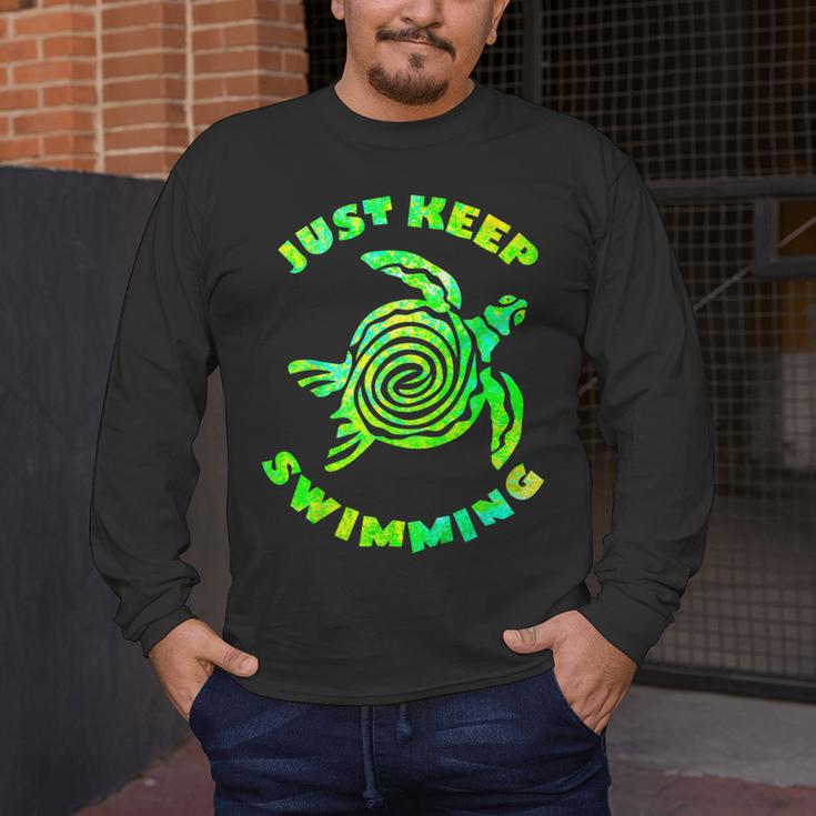 Sea Turtle Just Keep Swimming Ocean Beach Vacation Men's Long Sleeve T-Shirt Sea Turtle Just Keep Swimming Ocean Beach Vacation Men's Long Sleeve T-Shirt