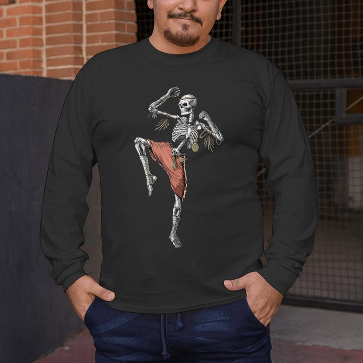 Skeleton Muay Thai Boxing Karate Kickboxing Martial Arts Men's Long Sleeve T-Shirt