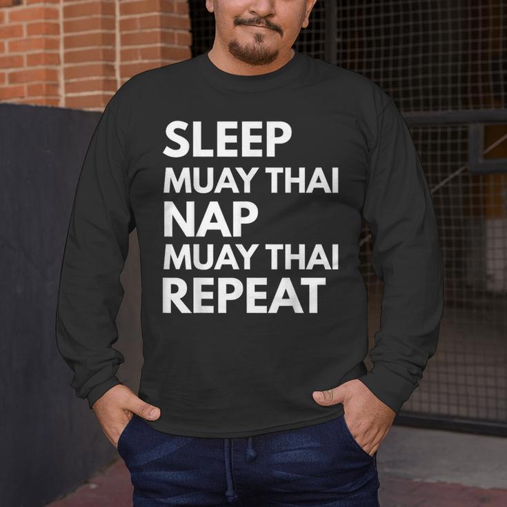 Sleep Nap Muay Thai Repeat Lover Martial Arts Men's Long Sleeve T-Shirt