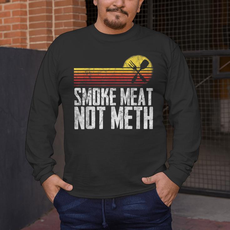 Smoke Meat Not Meth Grilled BBQ Dad Brisket Grilling Men's Long Sleeve T-Shirt