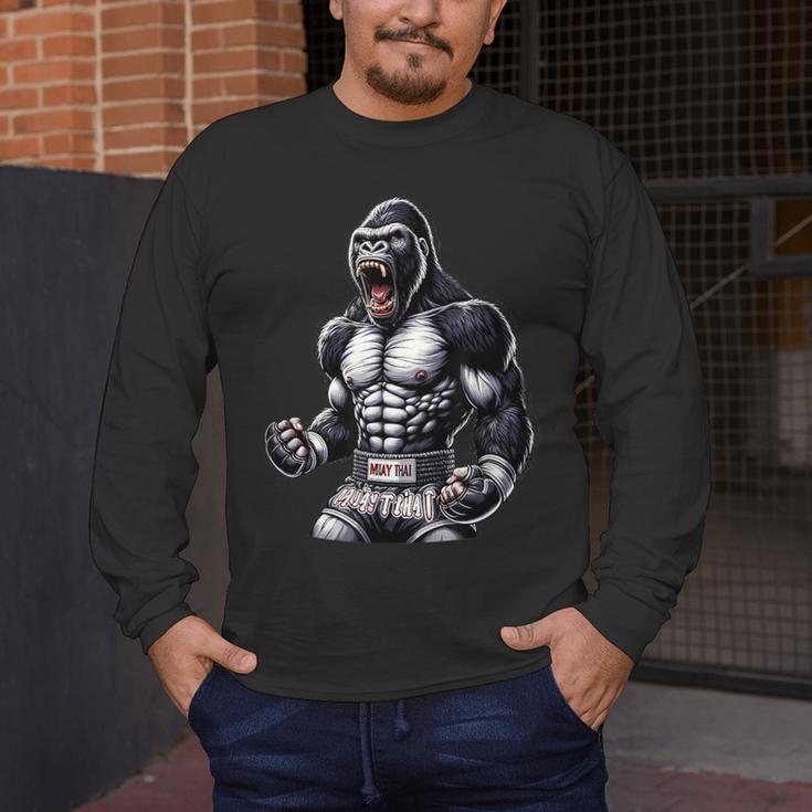 Strong Muay Thai Gorilla Thai Boxing And Fighting Men's Long Sleeve T-Shirt Strong Muay Thai Gorilla Thai Boxing And Fighting Men's Long Sleeve T-Shirt
