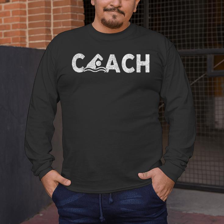 Swim Coach Swimming Coach Swim Teacher Swimmer Retro Men's Long Sleeve T-Shirt Swim Coach Swimming Coach Swim Teacher Swimmer Retro Men's Long Sleeve T-Shirt