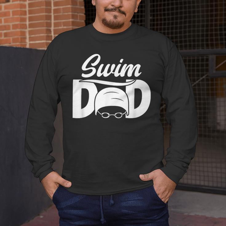 Swim Dad Proud Swimming Dad Of A Swimmer Dad Swim Father Men's Long Sleeve T-Shirt