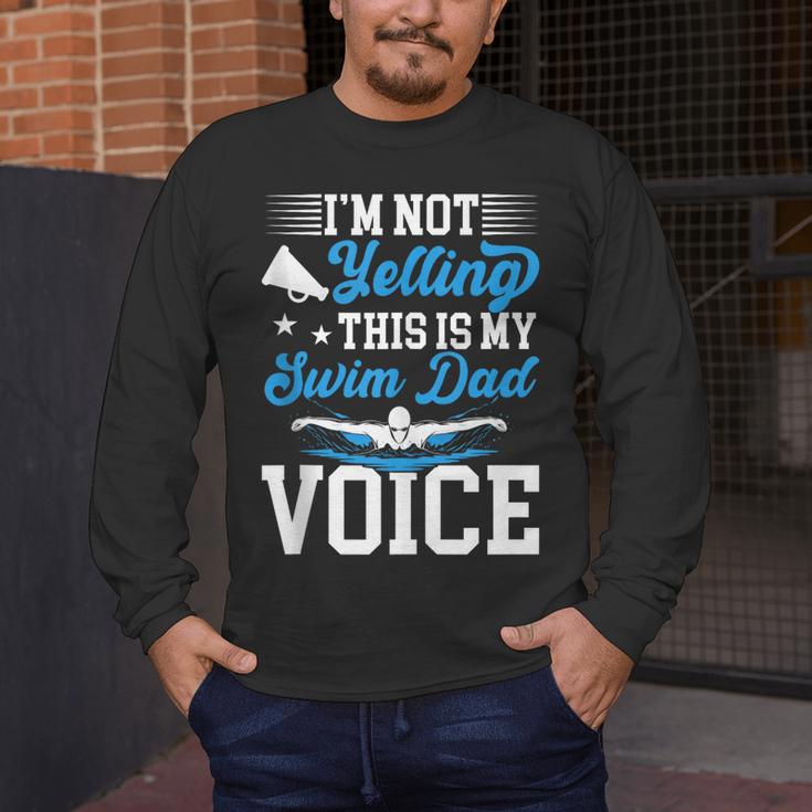 Swim Dad Voice Swimming Dad Of A Swimmer Father Men's Long Sleeve T-Shirt