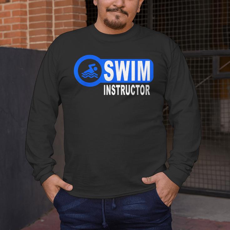 Swim Instructor Swimming Teacher Swimmer In Pool Graphic Art Men's Long Sleeve T-Shirt Swim Instructor Swimming Teacher Swimmer In Pool Graphic Art Men's Long Sleeve T-Shirt