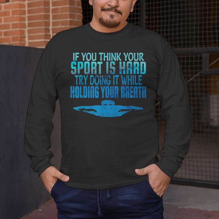 Swim Swimmer Tshirt Swimming Shirt Sport Practice Tee Men's Long Sleeve T-Shirt