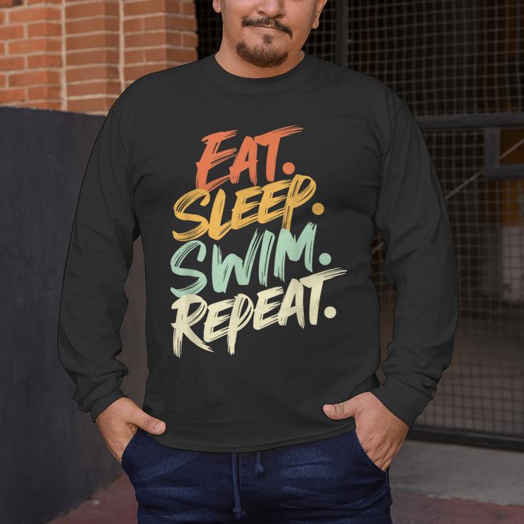 Swimmer Eat Sleep Swim Repeat I Swimming Men's Long Sleeve T-Shirt Swimmer Eat Sleep Swim Repeat I Swimming Men's Long Sleeve T-Shirt