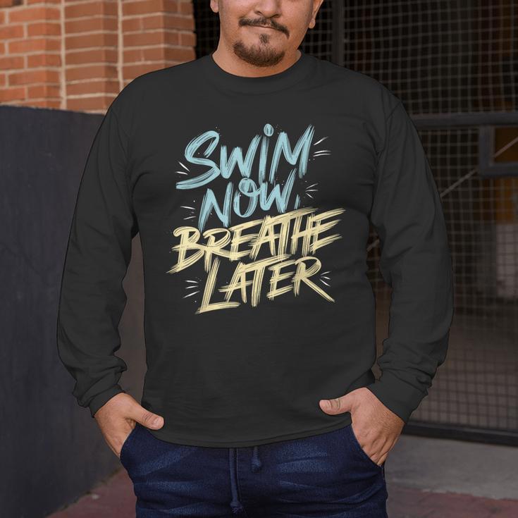Swimmer Saying Swim Team Swimming Men's Long Sleeve T-Shirt Swimmer Saying Swim Team Swimming Men's Long Sleeve T-Shirt