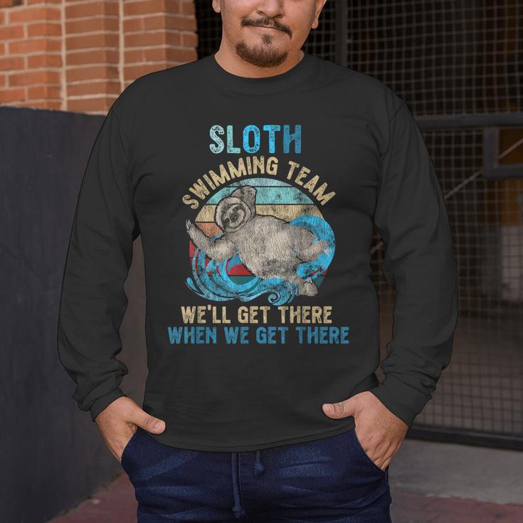 Swimmer Swim Sloth Swimming Team Retro Men's Long Sleeve T-Shirt Swimmer Swim Sloth Swimming Team Retro Men's Long Sleeve T-Shirt
