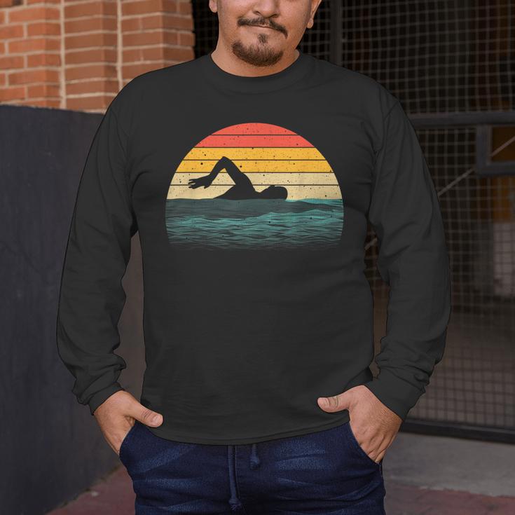 Swimming Art For Men Women Swim Coach Rescue Swimmer Men's Long Sleeve T-Shirt Swimming Art For Men Women Swim Coach Rescue Swimmer Men's Long Sleeve T-Shirt