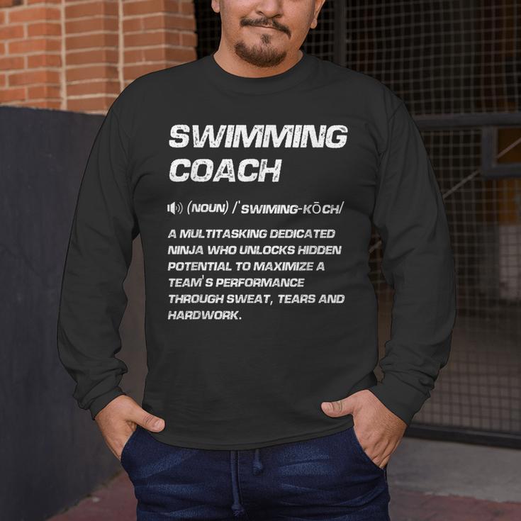 Swimming Coach Definition Swimming Instructor Men's Long Sleeve T-Shirt Swimming Coach Definition Swimming Instructor Men's Long Sleeve T-Shirt