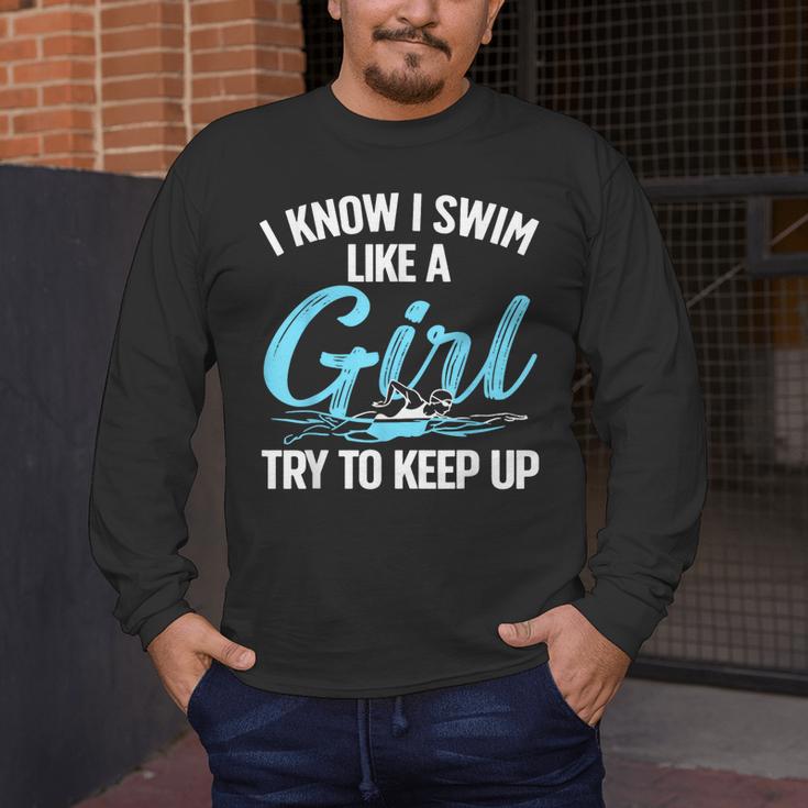 Swimming For Men Women Kids Swimmer Swim Lovers Men's Long Sleeve T-Shirt