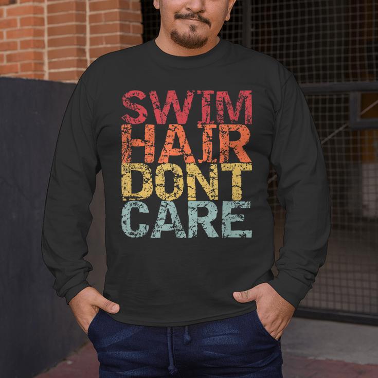 Swimming Pool Diving Sport Swimmer Swim Hair Dont Care Men's Long Sleeve T-Shirt