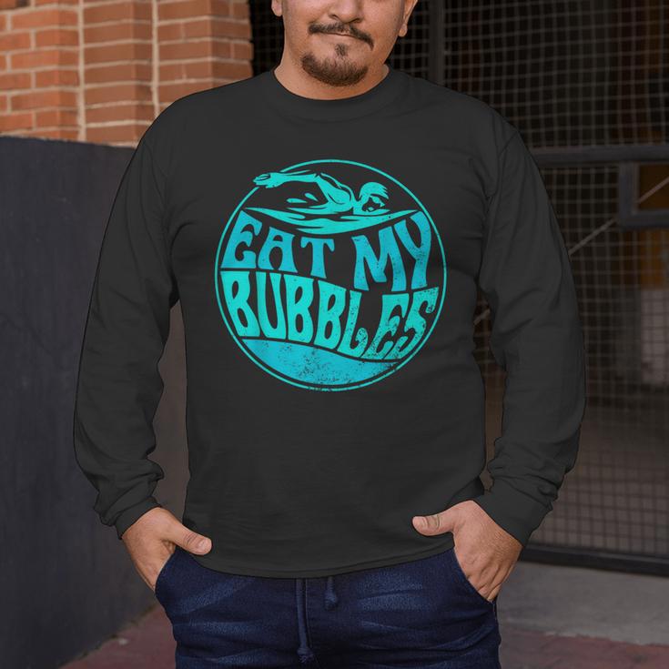 Swimming Quote For Swimmers Swim Team Eat My Bubbles Men's Long Sleeve T-Shirt