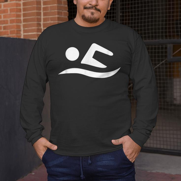 Swimming Silhouette Logo Men's Long Sleeve T-Shirt Swimming Silhouette Logo Men's Long Sleeve T-Shirt