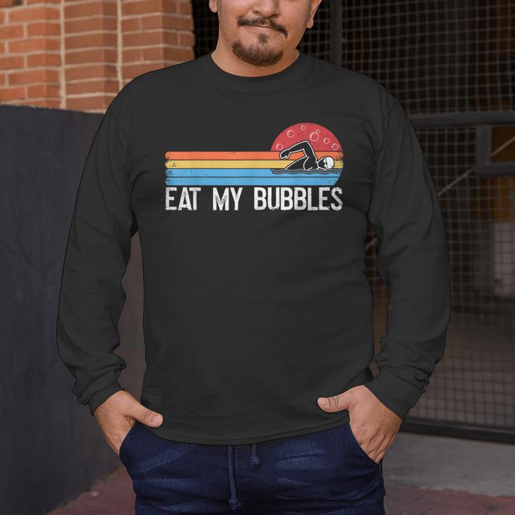 Swimming Swimmer Eat My Bubbles Swim Retro Men's Long Sleeve T-Shirt Swimming Swimmer Eat My Bubbles Swim Retro Men's Long Sleeve T-Shirt