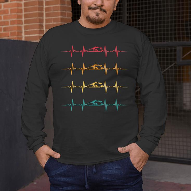 Swimming Swimmer Heartbeat Vintage Men Boys Women Swim Lover Men's Long Sleeve T-Shirt