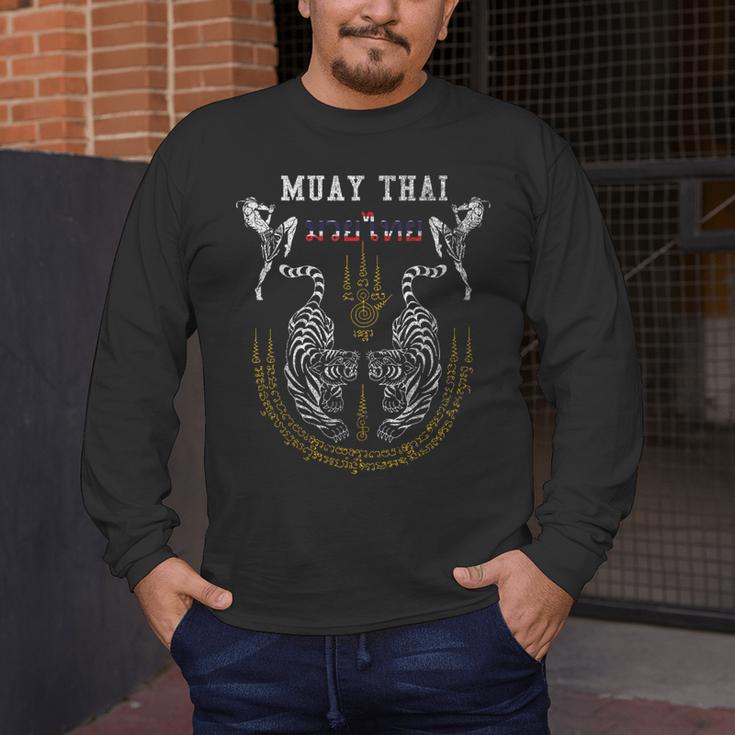 Twin Tiger Sak Yant Muay Thai Fighter Tee Martial Art Men's Long Sleeve T-Shirt Twin Tiger Sak Yant Muay Thai Fighter Tee Martial Art Men's Long Sleeve T-Shirt