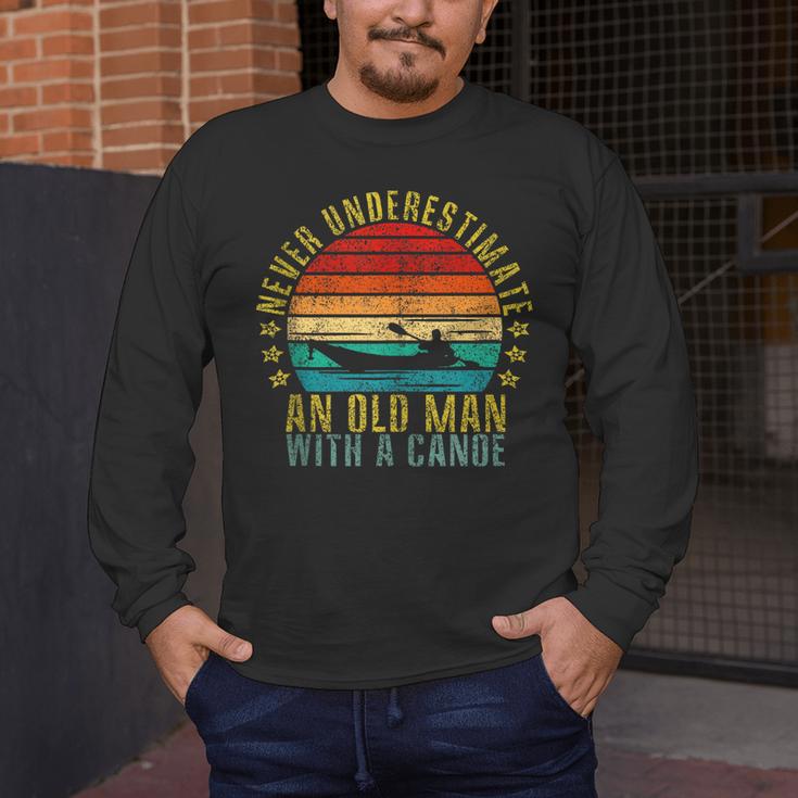 Never Underestimate An Old Man With a Canoe Retro Sleeveless Men's Long Sleeve T-Shirt Never Underestimate An Old Man With a Canoe Retro Sleeveless Men's Long Sleeve T-Shirt