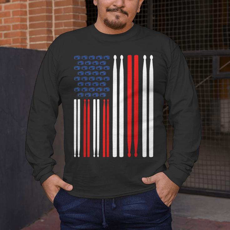 USA Flag Drummer Music Drum Kit Men's Long Sleeve T-Shirt USA Flag Drummer Music Drum Kit Men's Long Sleeve T-Shirt