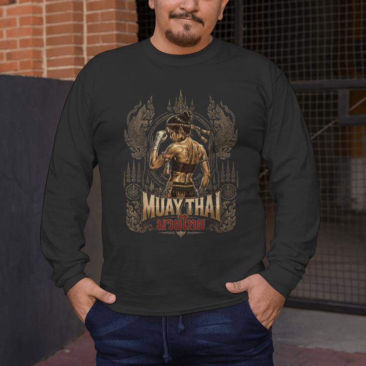 Vintage Muay Thai Chaiya Thai Boxing Fighter Style Men's Long Sleeve T-Shirt Vintage Muay Thai Chaiya Thai Boxing Fighter Style Men's Long Sleeve T-Shirt