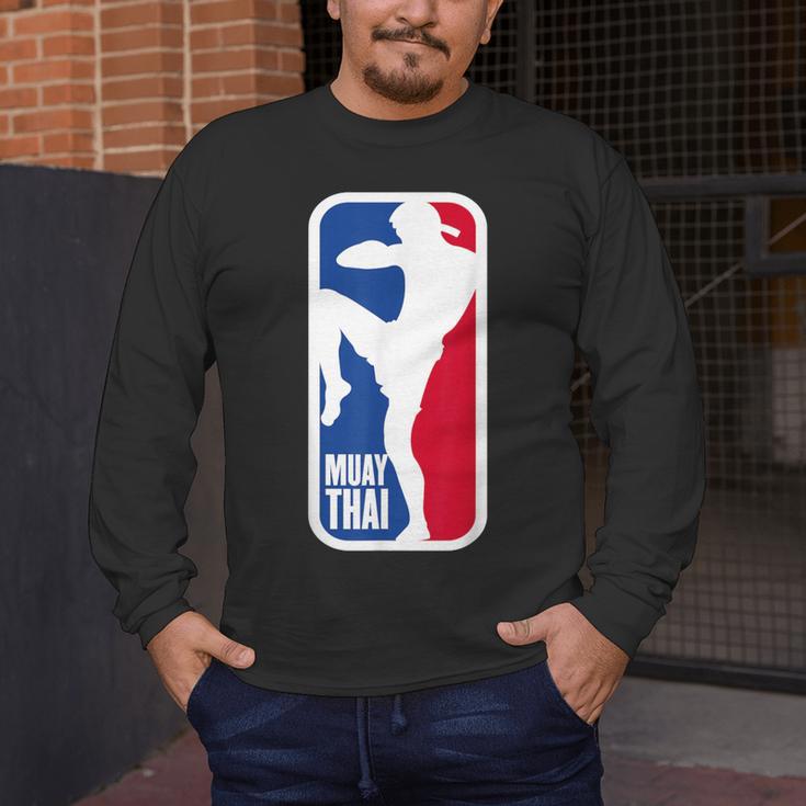Vintage Muay Thai Fighter MMA Street Fight Kickboxing Club Men's Long Sleeve T-Shirt