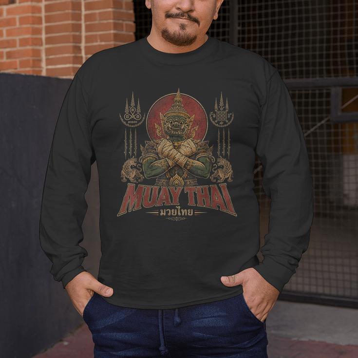 Vintage Muay Thai Respect Thai Boxing Fighter Thai Giant Men's Long Sleeve T-Shirt