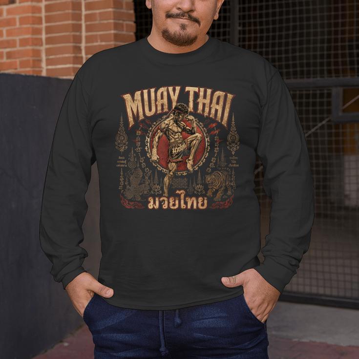 Vintage Muay Thai Wai Kru Thai Boxing Ritual Art Men's Long Sleeve T-Shirt