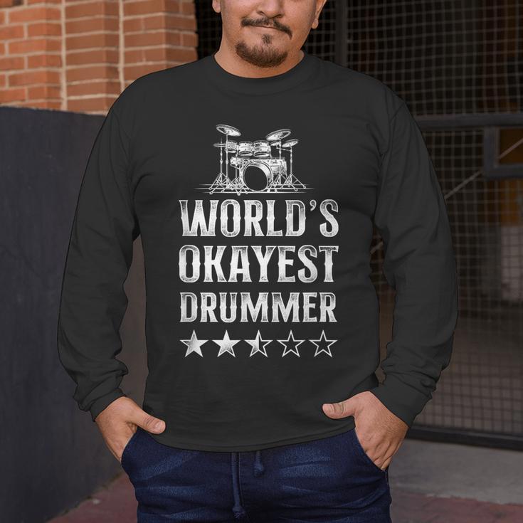 Vintage World'S Okayest Drummer Drum Kit Men's Long Sleeve T-Shirt Vintage World'S Okayest Drummer Drum Kit Men's Long Sleeve T-Shirt