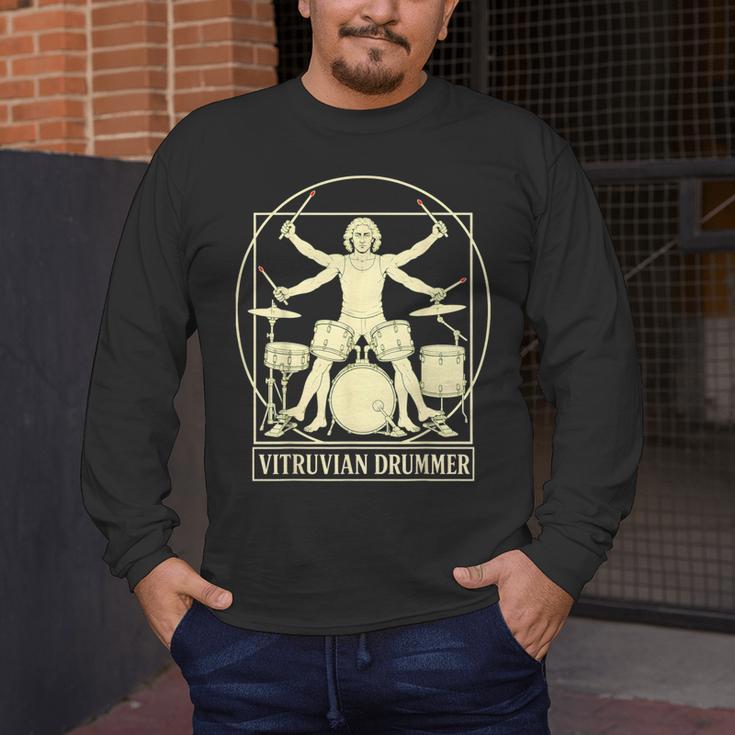 Vitruvian Drummer Drum Kit Music Lover Musician Men Men's Long Sleeve T-Shirt Vitruvian Drummer Drum Kit Music Lover Musician Men Men's Long Sleeve T-Shirt