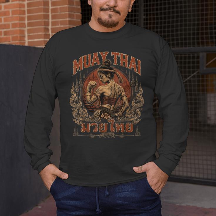 Weathered Muay Thai Fighter Thai Boxing Warrior Art Men's Long Sleeve T-Shirt Weathered Muay Thai Fighter Thai Boxing Warrior Art Men's Long Sleeve T-Shirt