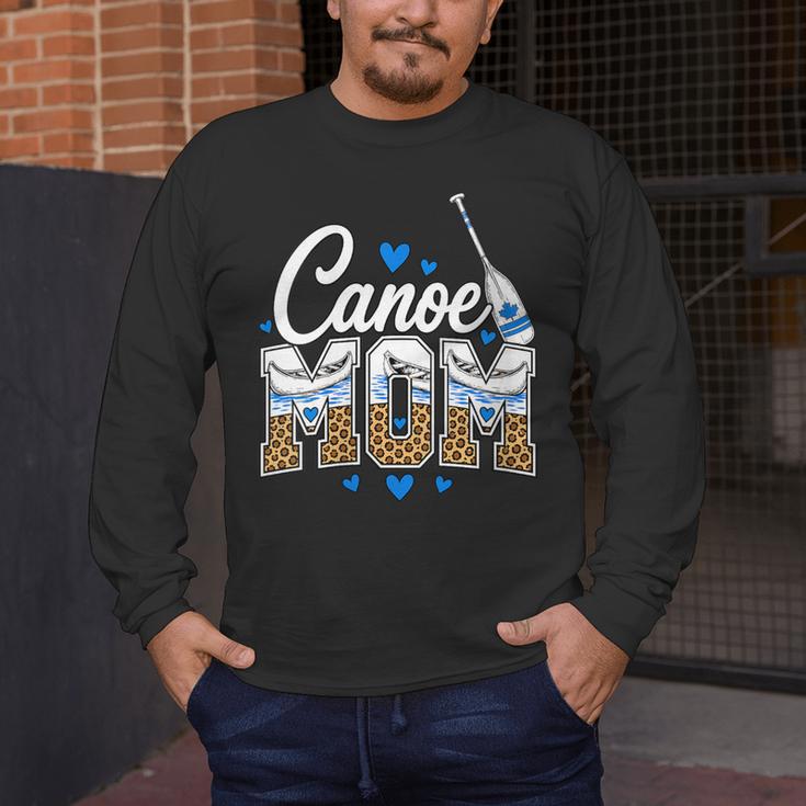 Women's Canoe Mom Leopard Print Paddle River Lake Sport Mother Men's Long Sleeve T-Shirt