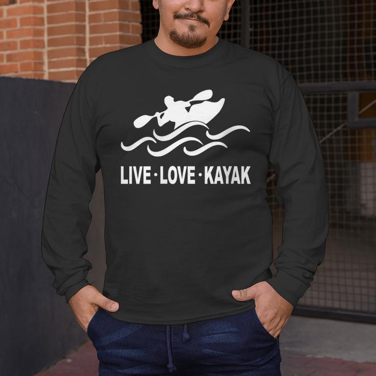 Women's Kayaking Live Love Kayak Kayaker Canoe Boat Paddling Lover Men's Long Sleeve T-Shirt Women's Kayaking Live Love Kayak Kayaker Canoe Boat Paddling Lover Men's Long Sleeve T-Shirt
