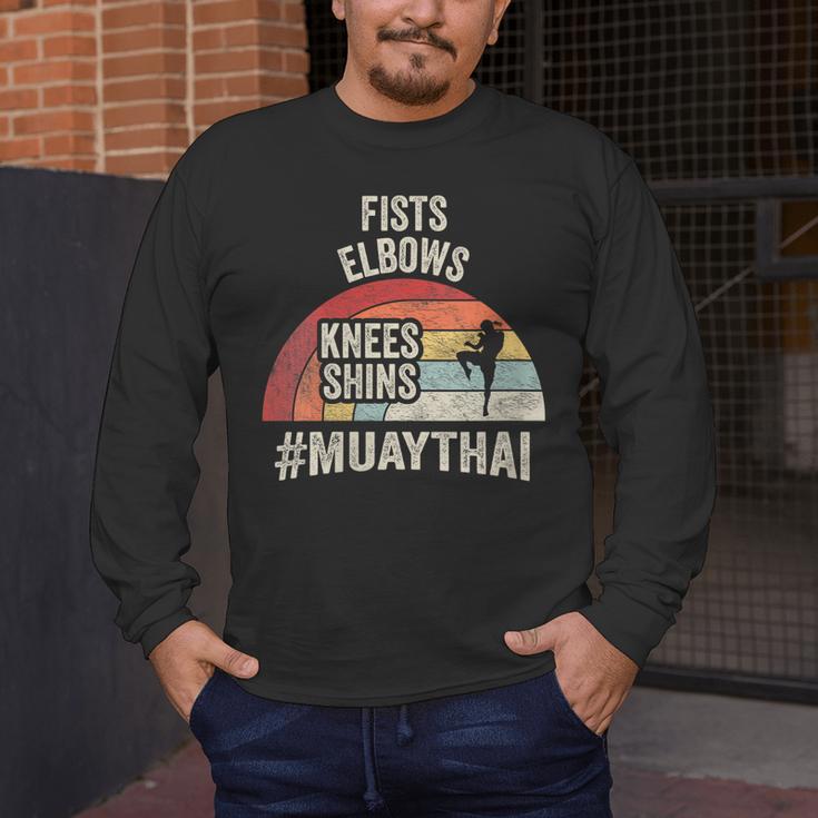 Women's Retro Muay Thai Martial Arts Fighter Graphic Men's Long Sleeve T-Shirt Women's Retro Muay Thai Martial Arts Fighter Graphic Men's Long Sleeve T-Shirt