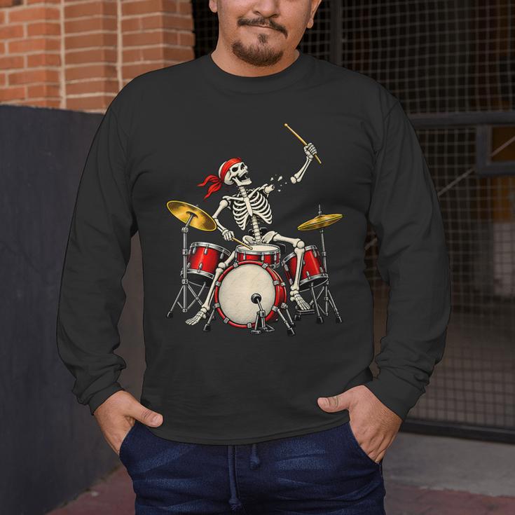 Women's Skeleton Drummer Skull Drum Kit Halloween Men's Long Sleeve T-Shirt Women's Skeleton Drummer Skull Drum Kit Halloween Men's Long Sleeve T-Shirt