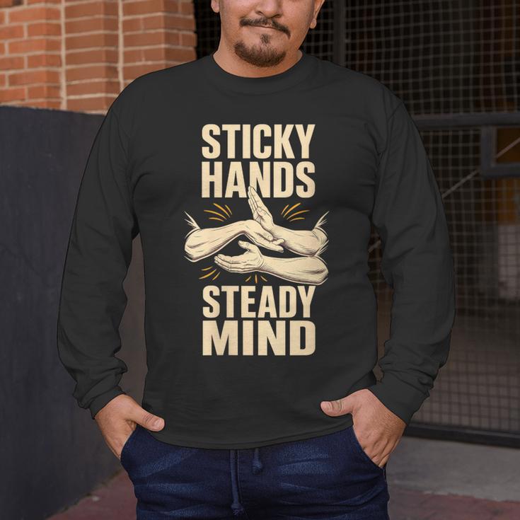 Women's Sticky Hands Steady Mind Muay Thai Boxing Men's Long Sleeve T-Shirt