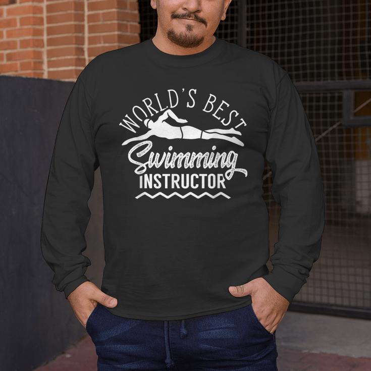 World's Best Swimming Instructor Teacher Coach Swim Men Women Kids Men's Long Sleeve T-Shirt World's Best Swimming Instructor Teacher Coach Swim Men Women Kids Men's Long Sleeve T-Shirt