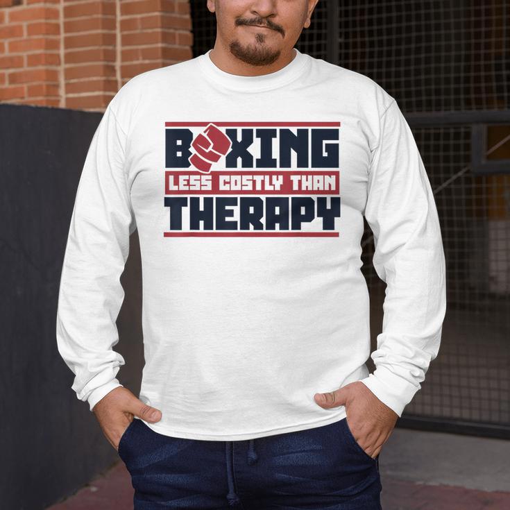 Boxing Less Costly Than Therapy Muay Thai Boxing Men's Long Sleeve T-Shirt Boxing Less Costly Than Therapy Muay Thai Boxing Men's Long Sleeve T-Shirt