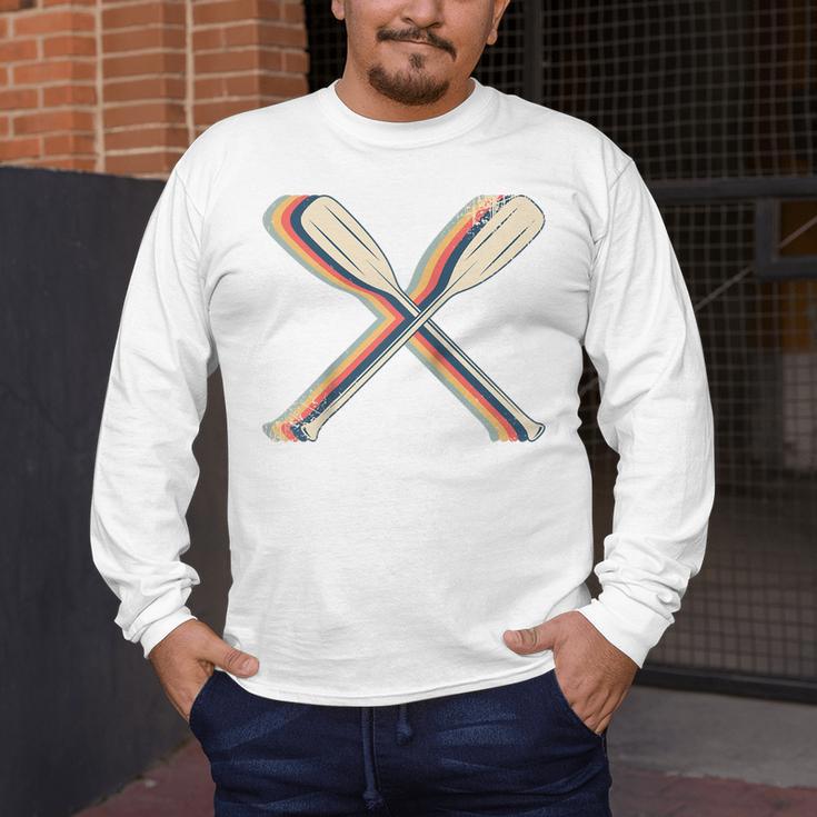 Canoeing Canoe Paddle Paddling Retro Line Art Raglan Baseball Tee Men's Long Sleeve T-Shirt