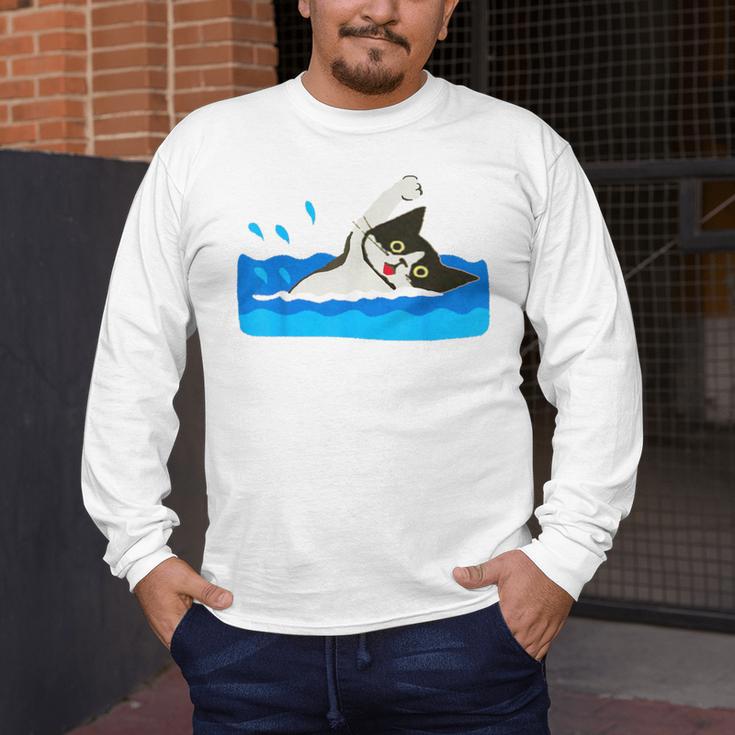 Cat Swimming Pool Men's Long Sleeve T-Shirt Cat Swimming Pool Men's Long Sleeve T-Shirt