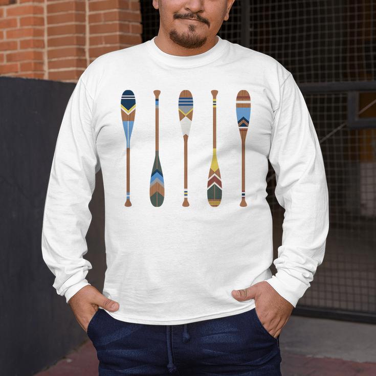 Colorful Painted Oars Paddle Nautical CanoeShirt Men's Long Sleeve T-Shirt Colorful Painted Oars Paddle Nautical CanoeShirt Men's Long Sleeve T-Shirt