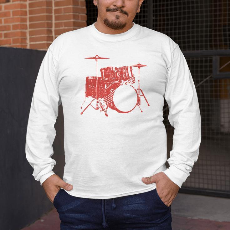 Drum Kit Drummer Band Musical Instrument Rock Music Men's Long Sleeve T-Shirt
