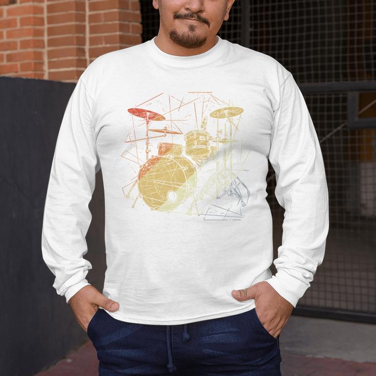 Drum Kit Retrowave Drums Men's Long Sleeve T-Shirt Drum Kit Retrowave Drums Men's Long Sleeve T-Shirt