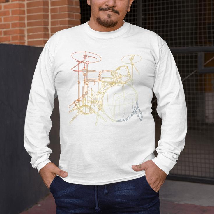 Drum Kit Vintage Look Music Concert Sweatshirt Men's Long Sleeve T-Shirt Drum Kit Vintage Look Music Concert Sweatshirt Men's Long Sleeve T-Shirt